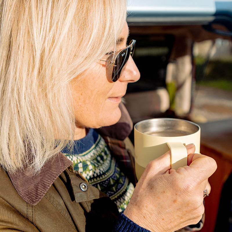 12oz-rise-mug-e2 12oz_rise_coffee_mug_wax_yellow_woman_drink_closeup_square.jpg